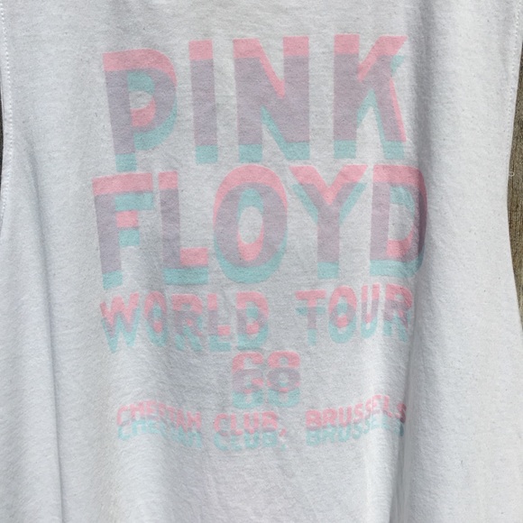 NWT Lucky Brand Pink Floyd Cutout Muscle Tee White - Picture 2 of 8